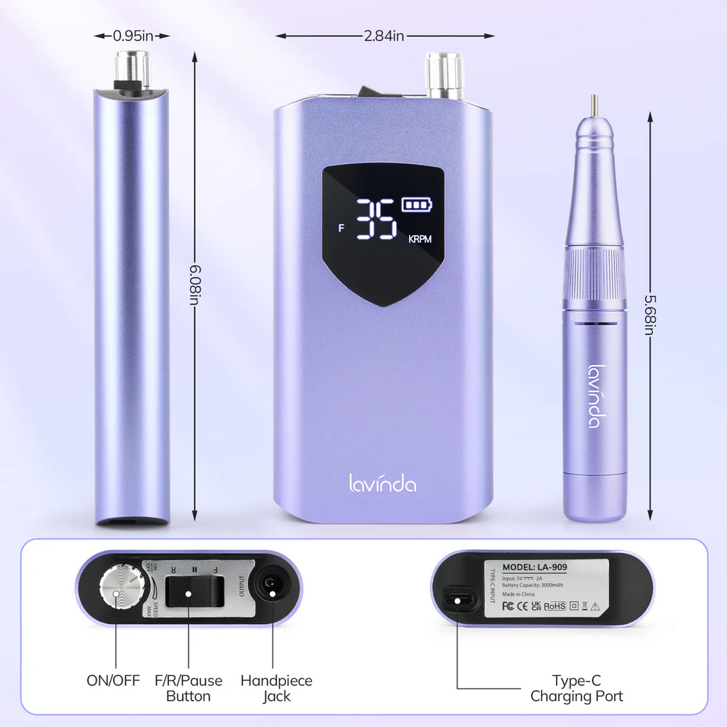Wand™ Ease Nail Drill - Metallic Purple - 35,000 RPM Rechargeable