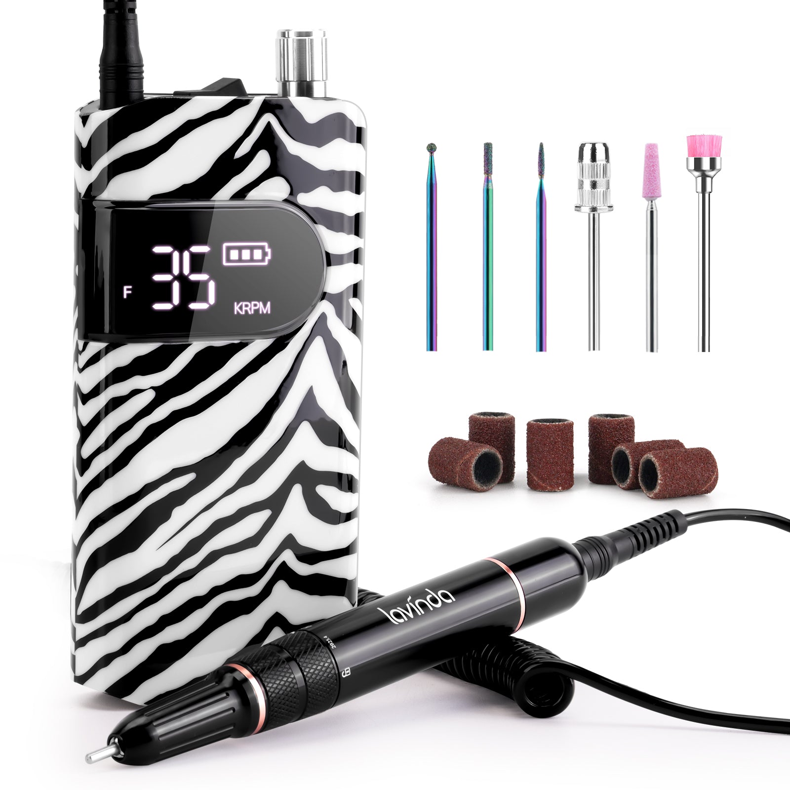 Wand™ Nail Drill - Zebra Print - 35,000 RPM Rechargeable