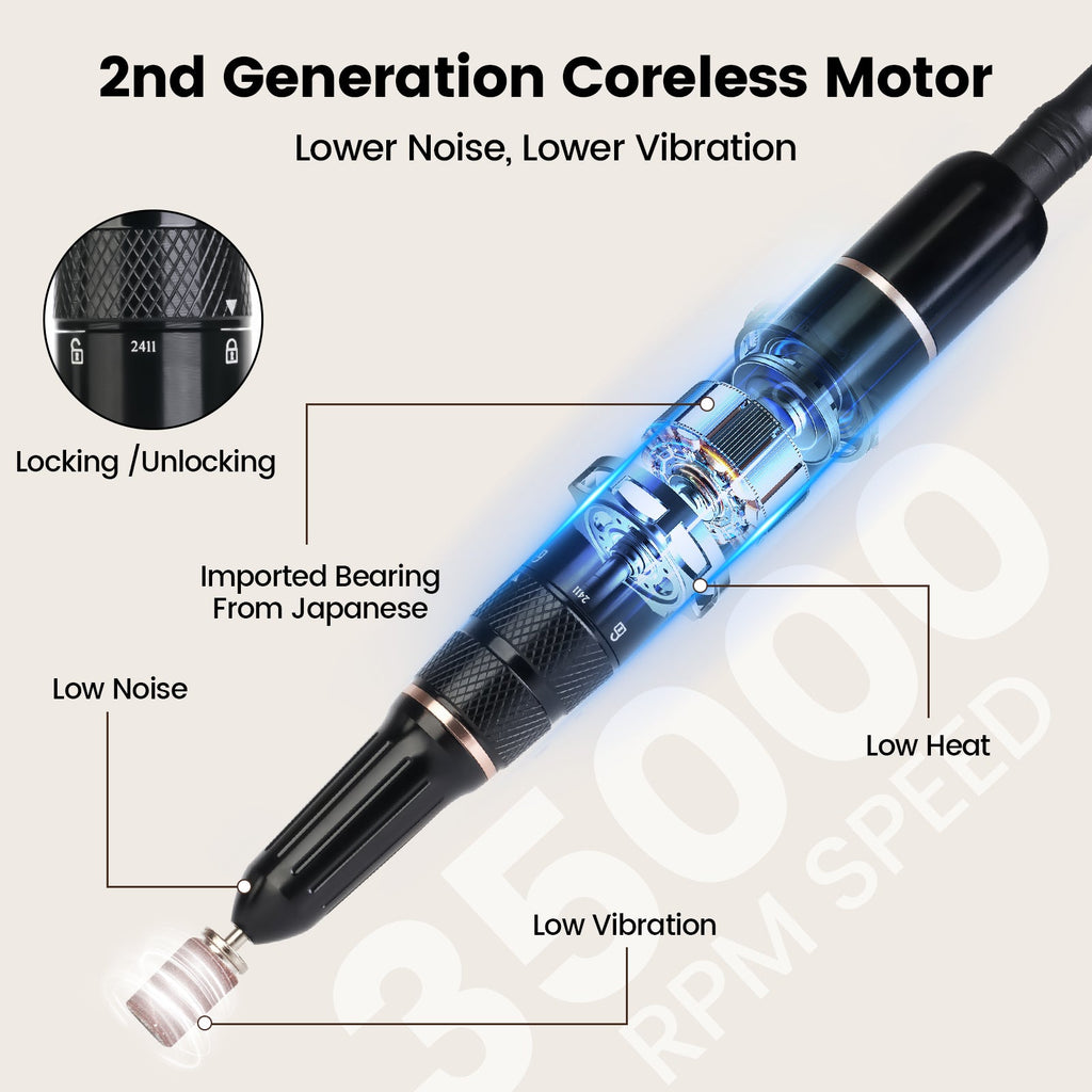 Wand™ Nail Drill - Zebra Print - 35,000 RPM Rechargeable